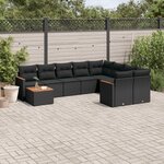 vidaXL Salon de jardin 10 Pièces avec coussins noir résine tressée