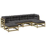 vidaXL Salon de jardin 6 Pièces avec coussins bois de pin imprégné