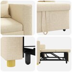vidaXL Canapé-lit escamotable simple Crème 90 x 165 x 87 cm tissu
