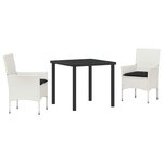 vidaXL Ensemble de salle à manger pour jardin 3 Pièces Blanc Poly rotin