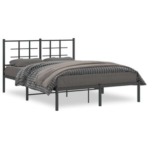 vidaXL Cadre de lit métal sans matelas avec tête de lit noir 135x190cm