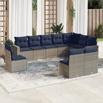 vidaXL Salon de jardin 10 Pièces avec coussins gris résine tressée