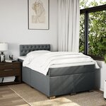 vidaXL Sommier à lattes de lit avec matelas Gris foncé 120x200cm Tissu