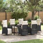 vidaXL Ensemble de salle à manger de jardin 7 pièces en rattan poly noir