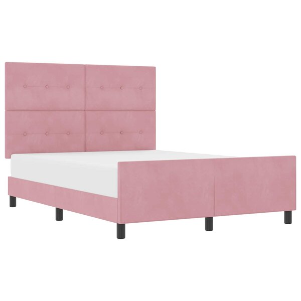 vidaXL Lit à ressorts avec tête de lit Rose 140 x 200 cm Velours