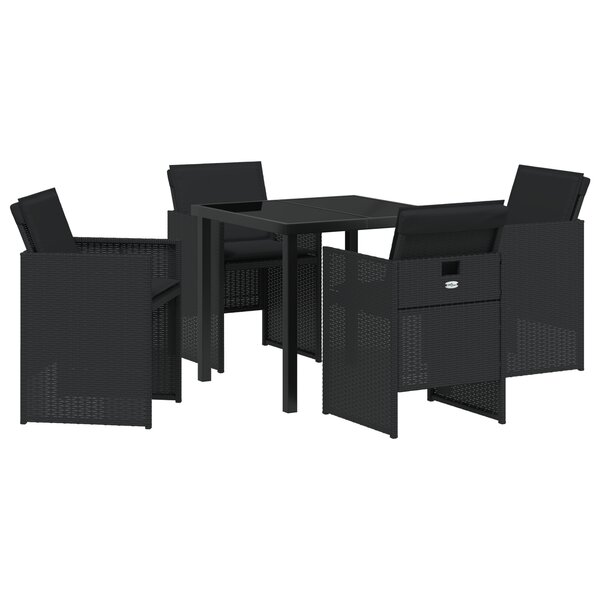 vidaXL Ensemble de Dîner de Jardin Ensemble de 2 Noir Acier  Rattan