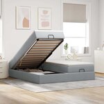 VidaXL Cadre de lit ottoman et matelas gris clair 180x200cm tissu