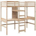 vidaXL Lit mezzanine avec bureau et étagères 90x200 cm pin massif