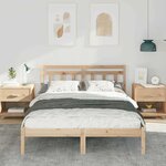 vidaXL Cadre de lit avec tête de lit Marron Bois de pin