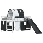 vidaXL Cadre de lit superposé pour enfants avec rideaux Blanc et Noir