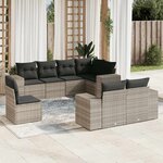 vidaXL Salon de jardin 8 Pièces avec coussins gris clair résine tressée