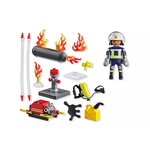 PLAYMOBIL 71826 - Action Heroes Pompier avec pompe à eau et réservoir enflammé