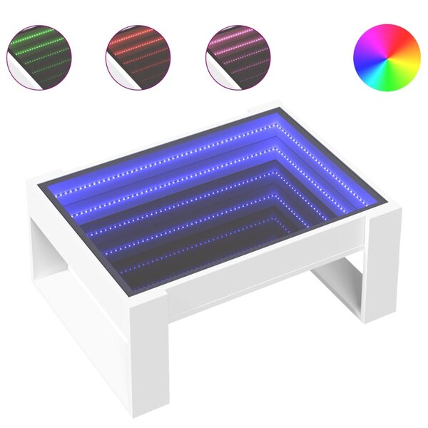 vidaXL Table basse avec LED infini blanc 70x53x30 cm