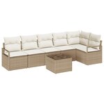 vidaXL Ensemble de Canapé de Jardin 7 Pièces avec Coussins Brown Poly Rattan