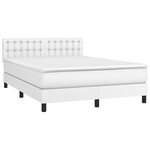 vidaXL Sommier à lattes de lit avec matelas et LED Blanc 140x190 cm