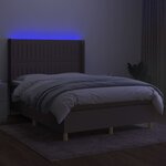vidaXL Sommier à lattes de lit matelas et LED Taupe 140x200 cm Tissu