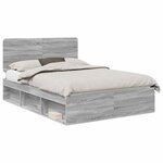 vidaXL Cadre de lit Gris Sonoma 140 x 190 cm Bois de pin massif