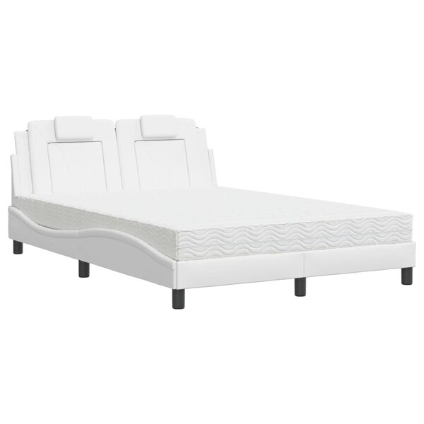 vidaXL Lit avec matelas blanc 140x190 cm similicuir