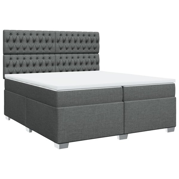 vidaXL Sommier à lattes de lit avec matelas Gris foncé 200x200cm Tissu