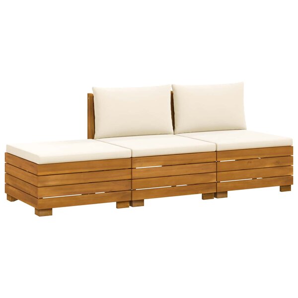 vidaXL Ensemble de canapés d'extérieur avec coussin 3 Pièce Marron