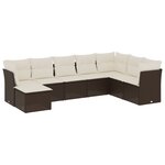 vidaXL Salon de jardin 8 Pièces avec coussins marron résine tressée
