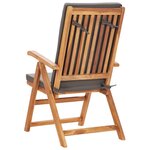 vidaXL Ensemble à Manger de jardin 7Pièces coussins gris Bois teck massif