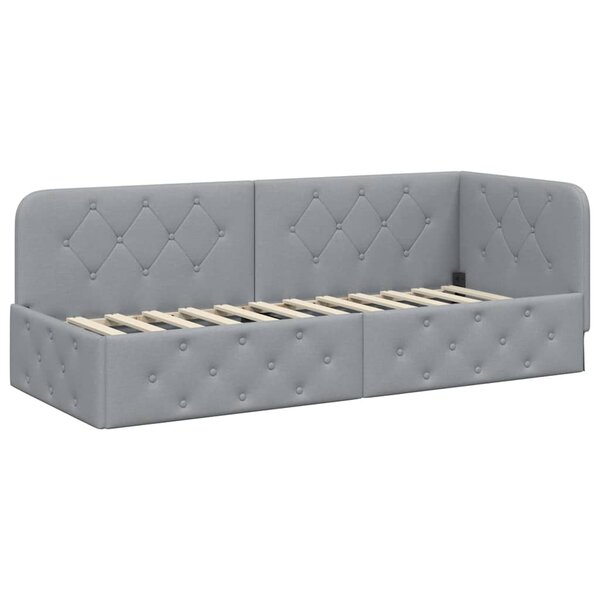 vidaXL Cadre de lit d'angle Gris clair 80 x 200 cm tissu