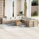 vidaXL Salon de jardin 11 Pièces avec coussins beige résine tressée