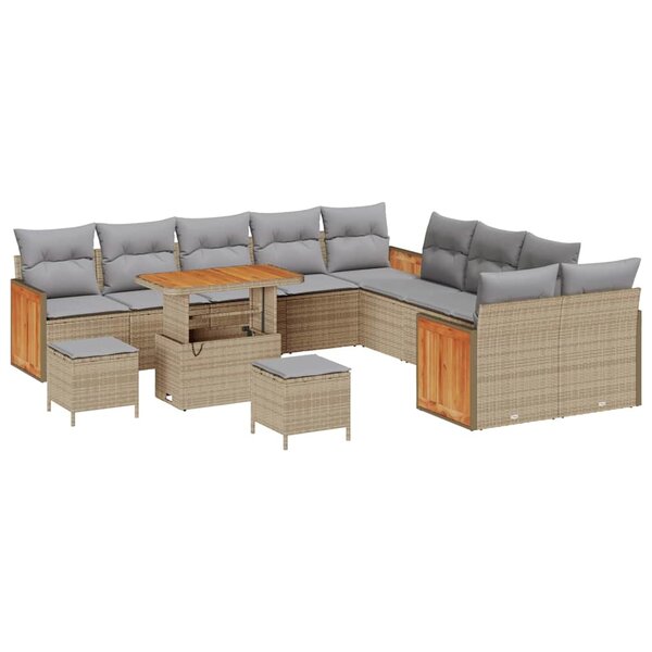 vidaXL Ensemble de canapé de jardin 13 Pièces Beige et Gris clair
