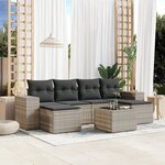 vidaXL Salon de jardin avec coussins 7 Pièces gris clair résine tressée