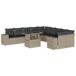 vidaXL Salon de jardin 11 Pièces avec coussins gris clair résine tressée