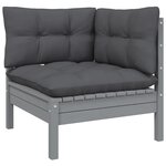 vidaXL Salon de jardin 9 Pièces avec coussins gris bois de pin