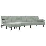 vidaXL Canapé-lit en forme de L gris clair 260x140x70 cm velours