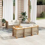 vidaXL Salon de jardin avec coussins 6 Pièces beige résine tressée