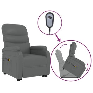 vidaXL Fauteuil de massage Anthracite Similicuir