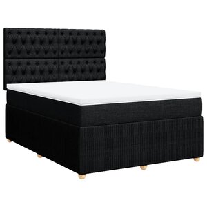 vidaXL Sommier à lattes de lit avec matelas Noir 160x200 cm Tissu