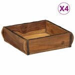 vidaXL Plateau 4 Pièces Marron 29 x 31 x 10 cm Bois Recyclé Solide
