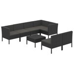 vidaXL Salon de jardin 8 Pièces avec coussins résine tressée noir