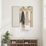 vidaXL Porte-manteau mural avec miroir Chêne Sonoma 100 x 10 x 100 cm