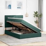 vidaXL Lit avec rangement et matelas Vert foncé 140 x 190 cm Velours