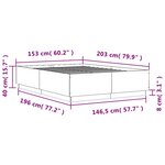 vidaXL Cadre de lit sans matelas gris béton 150x200 cm