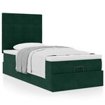 vidaXL Cadre de lit ottoman avec matelas vert foncé 80x200 cm velours