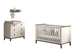 Ensemble Chambre sezane lit junior 70x140 + commode + plan à langer + étagère murale clay