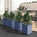 vidaXL Jardinières 4 Pièces bleu gris 30x30x37 cm polypropylène