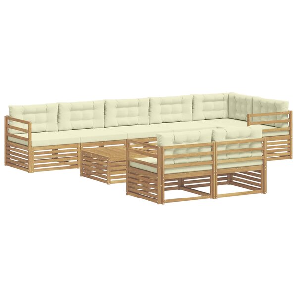 vidaXL Ensemble de canapés d'extérieur 9 pc Blanc et crème