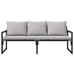 vidaXL Mobilier de jardin avec coussin Noir 180 x 72.5 x 71 cm Acier