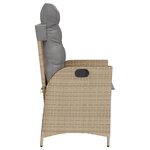 vidaXL Chaise inclinable de jardin coussins mélange beige poly rotin