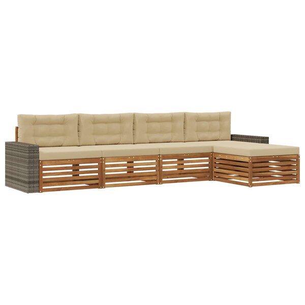 vidaXL Ensemble de canapés d'extérieur 5 pc Naturel et Beige Polyester