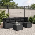 vidaXL Salon de jardin 6 Pièces avec coussins noir résine tressée
