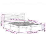 vidaXL Cadre de lit Marron 150 x 200 cm Bois massif en pin